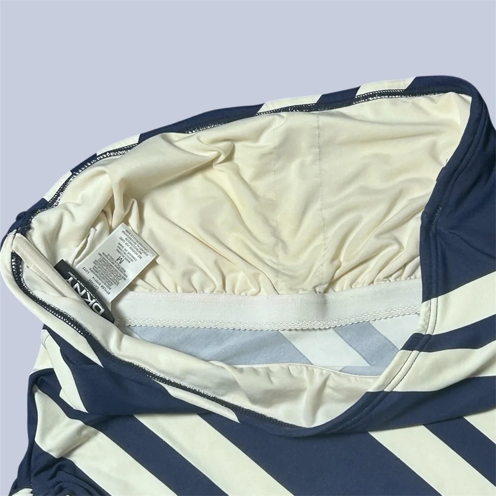 DKNY Striped Blue and White Swim Top size medium